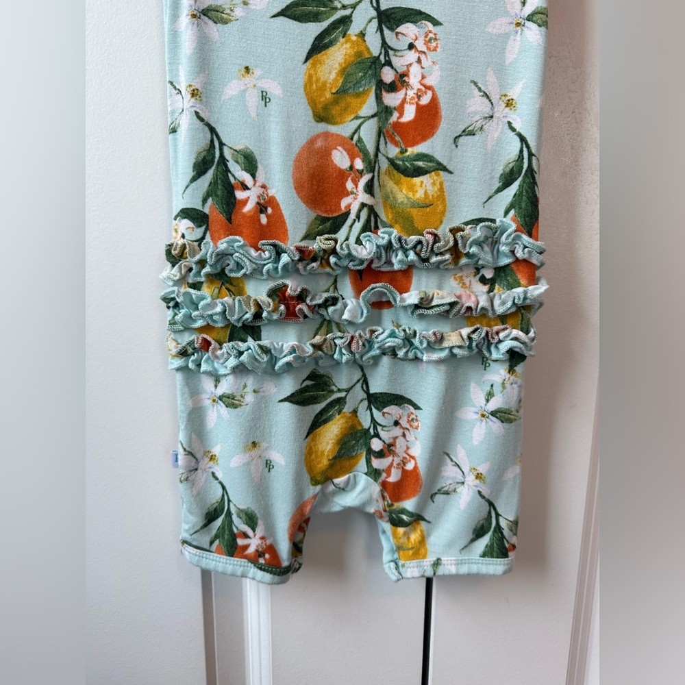 Posh Peanut Mirabella Bodysuit Twirl Ruffled Cap Sleeves (Size 6-9 Mo) - Picture 4 of 6